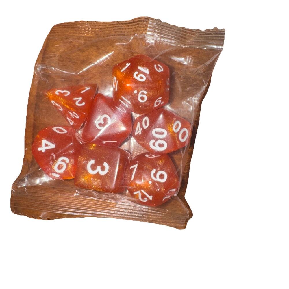 Orange Pearl Dice Set 7 Dice Set RPG Poly DND Dungeons & Dragons Pathfinder d20